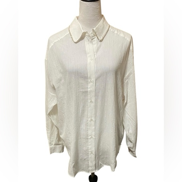 Francesca's Collections Tops - NWT Diana Embellished Oversized Woven Blouse